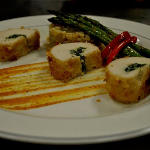 Spinach Stuffed Chicken Breast, Toasted Barley Pil