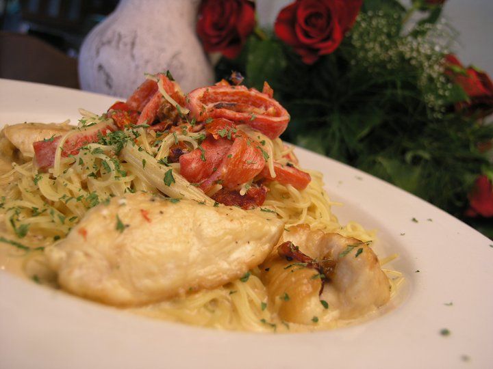 Seared Chicken Breast with Roasted Peppers and Art