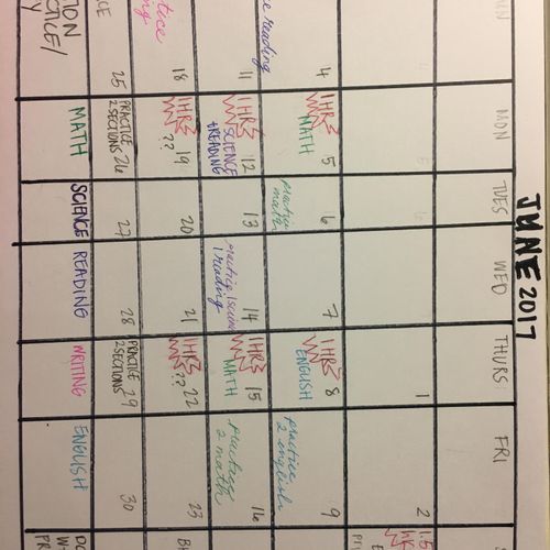 A few examples of calendars given to long term stu