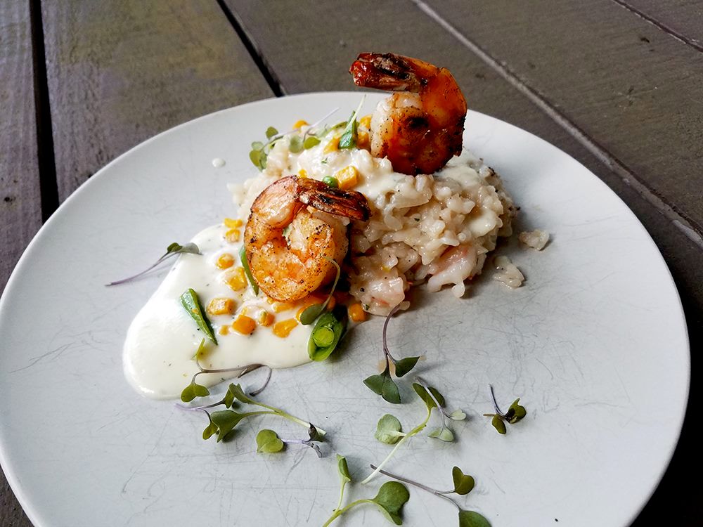 Shrimp Risotto with Crab, Sweet Corn, Sugar Snap P