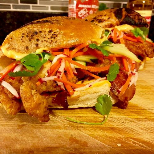 Fried Chicken Banh Mi Sandwich
