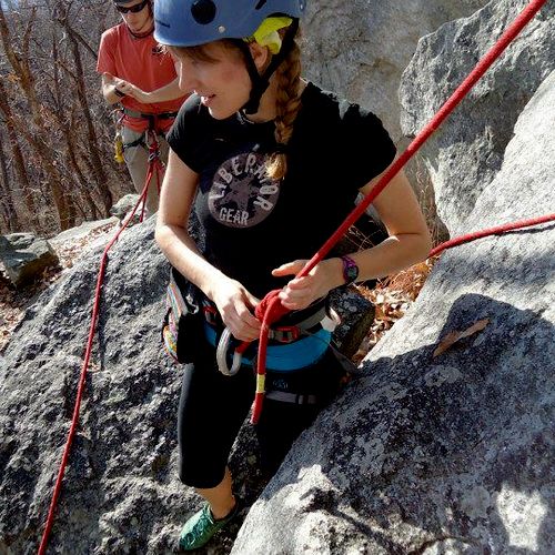 Teaching a climbing class at the Cereal Buttress i