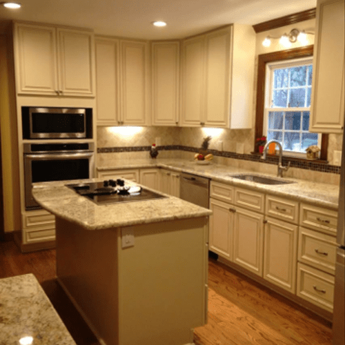 New kitchen cabinets, wall paint, granite tops, ti