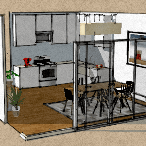 Color rendering of a kitchen remodel. I fell in lo