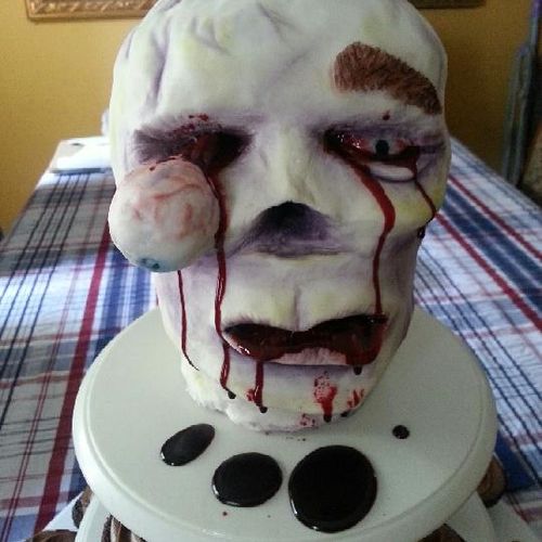 Edible zombie head for a 10 year-old