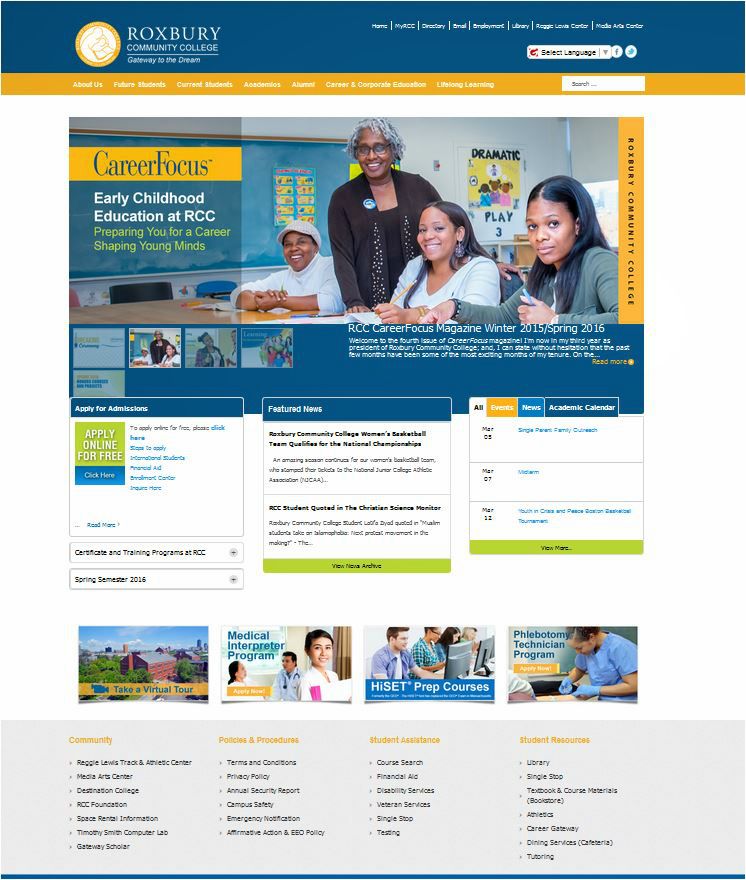 Mobile Responsive website for a Community College