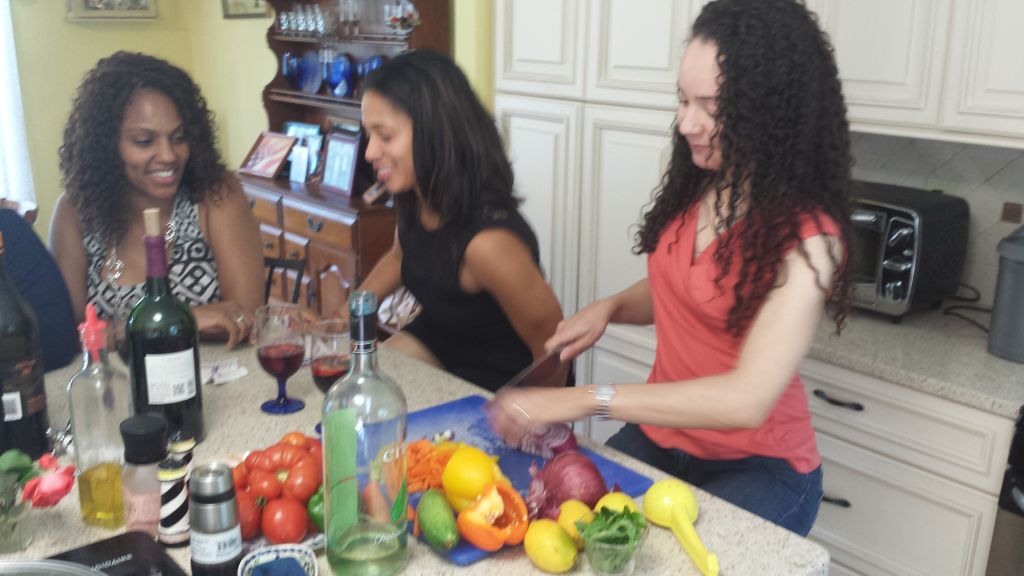 Group Cooking Class.  5 cousins got together for a