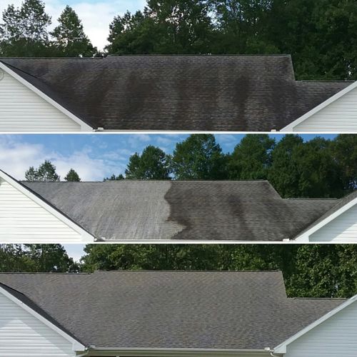 No Pressure Roof Cleaning- Before/ During & After