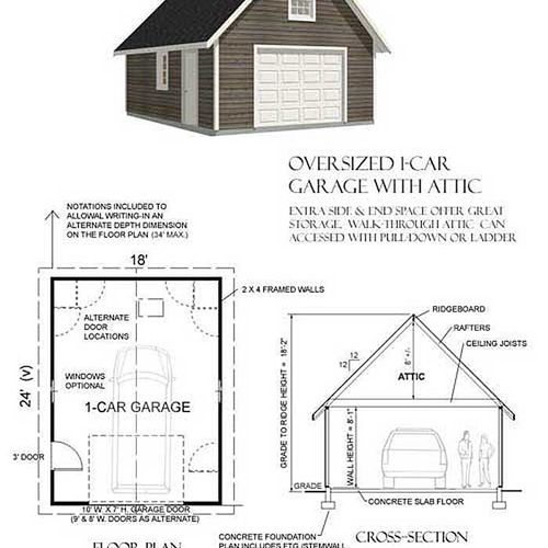Garage Plans by Behm Design 18? wide garage plans 