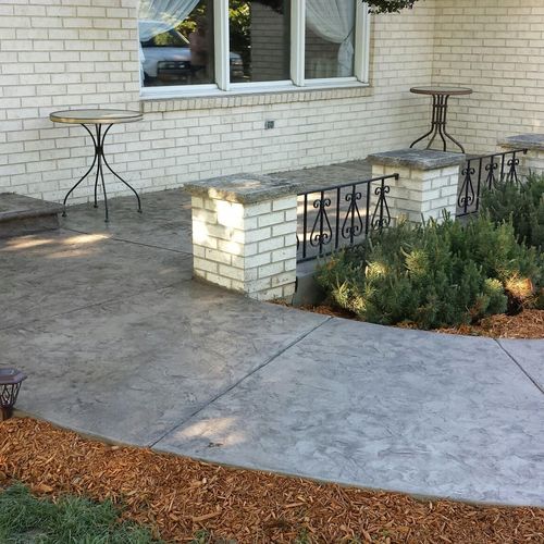 STAMPED WALKWAY AND CAPPED STOOP
