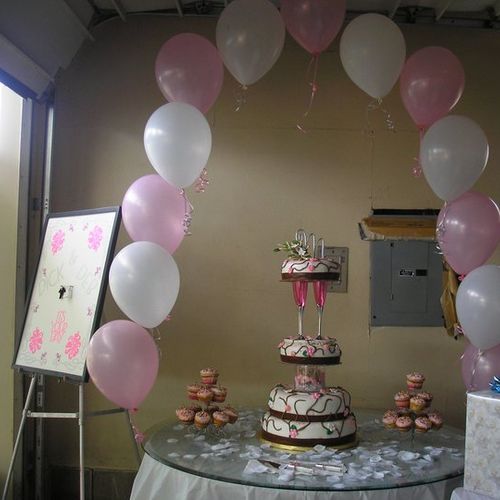 wedding cake set up for reception