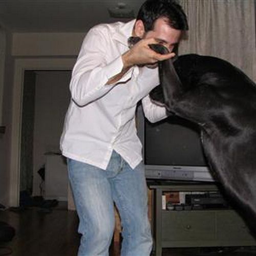 Old pic of me dancing with my old dog.
