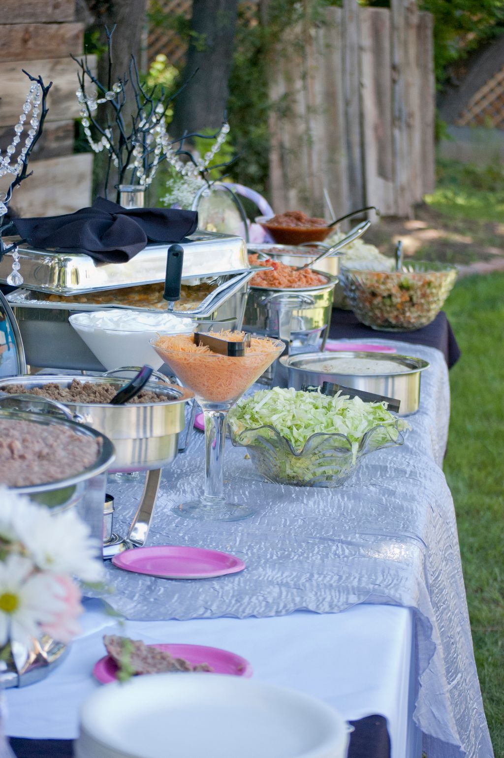 Baby Shower in March. Tostada bar, chicken enchila