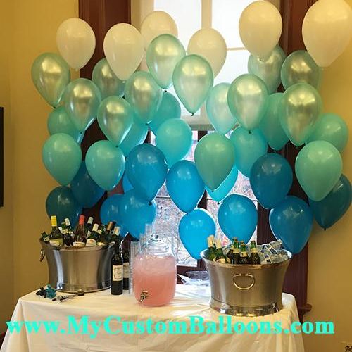 Balloon Ombre for gender revealing baby shower thi