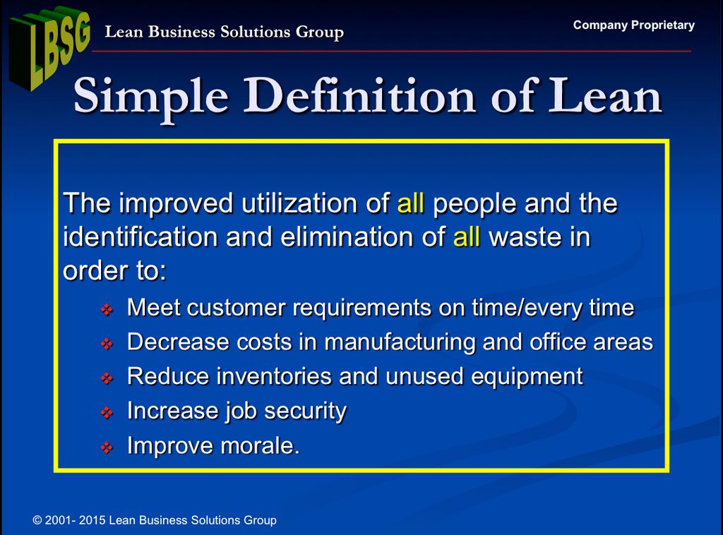 Lean Tools & Methods