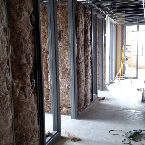 Commercial framing, Insulation, and door frames.