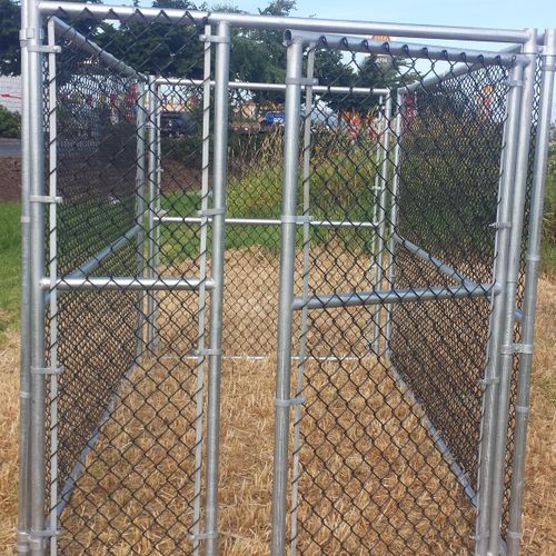 Chain link fencing as a dog kennel