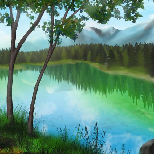 A landscape painted in Photoshop.