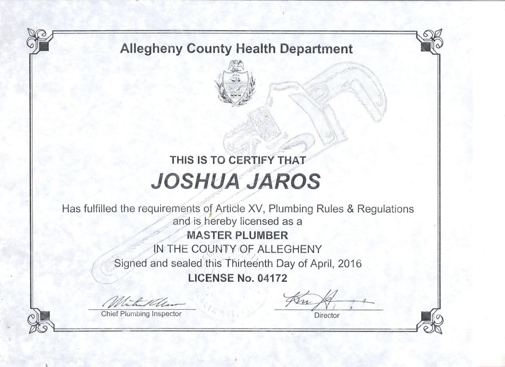 Licensed Master Plumber