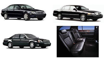 Black corporate sedan: Holds 3 passengers max with