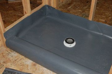 Here is a shower pan liner installation with pre-s