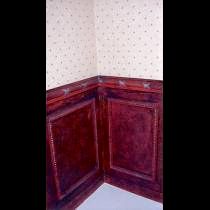 Faux painted lower wall to look like leather