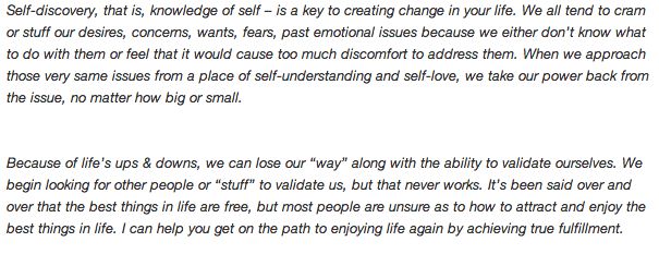 Sample web copy for a life-coach.