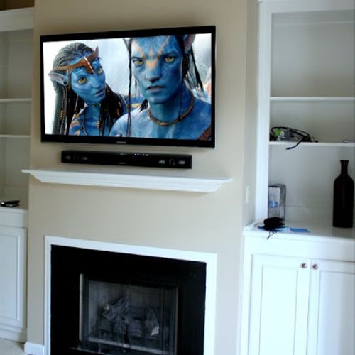 TV and Soundbar install over fireplace in Nashvill