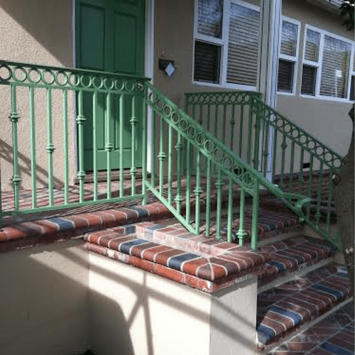 Hand built powder coated stair railing