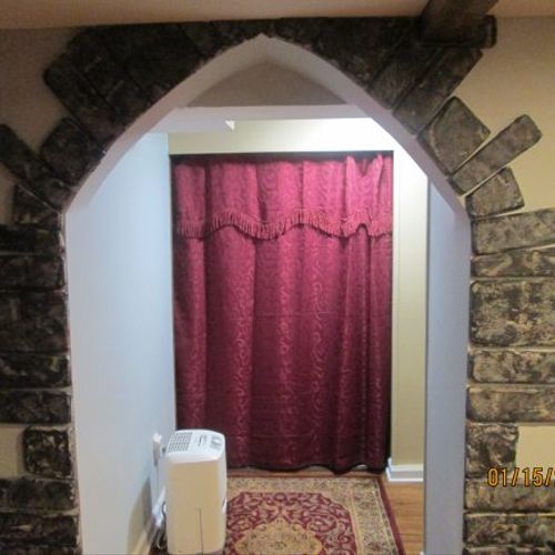 Basement (castle theme) remodel, entrance to room,