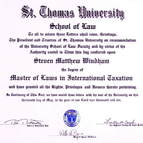 Master of Laws (LL.M.) International Taxation.