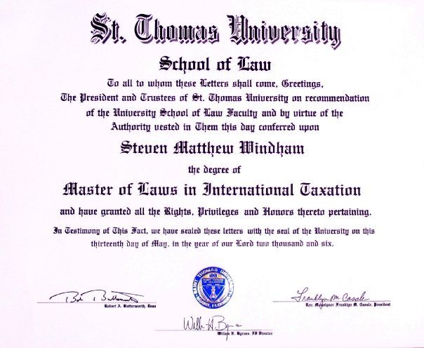 Master of Laws (LL.M.) International Taxation.