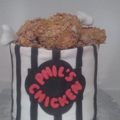 "Fried Chicken" cake.  Brownies shaped as chicken 