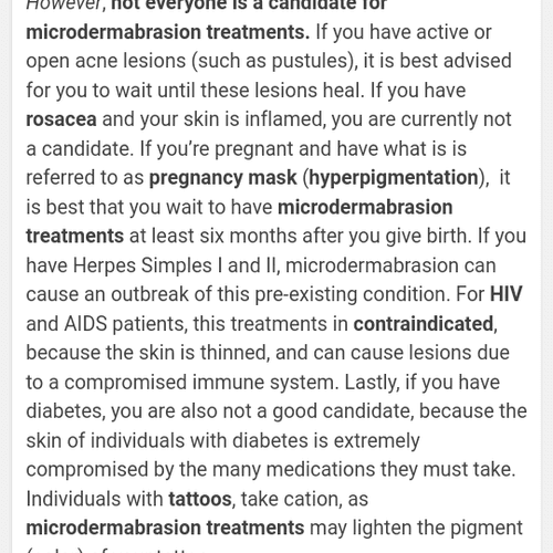 Contraindications for Microdermabrasion 
