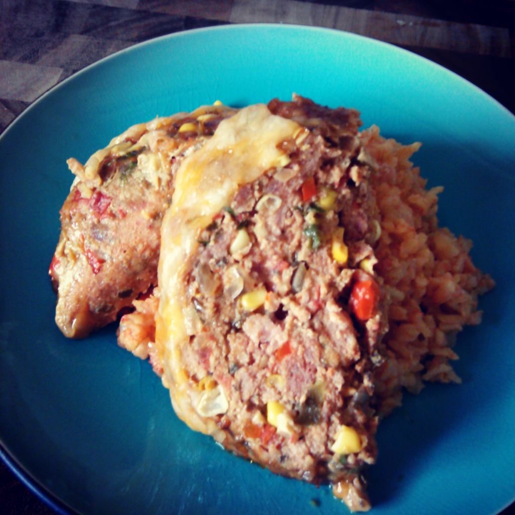 Southwest Meatloaf over Spanish Rice