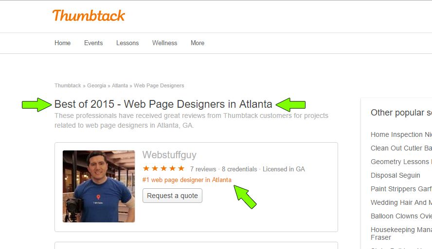 Awarded best website designer by Thumbtack.