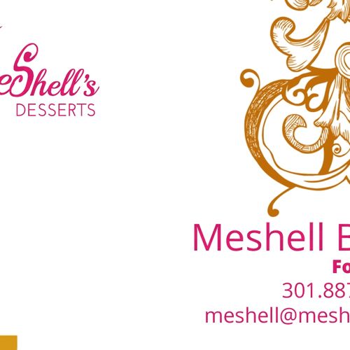 Meshell's business cards + logo