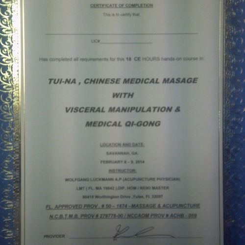 Tui-Na Certification