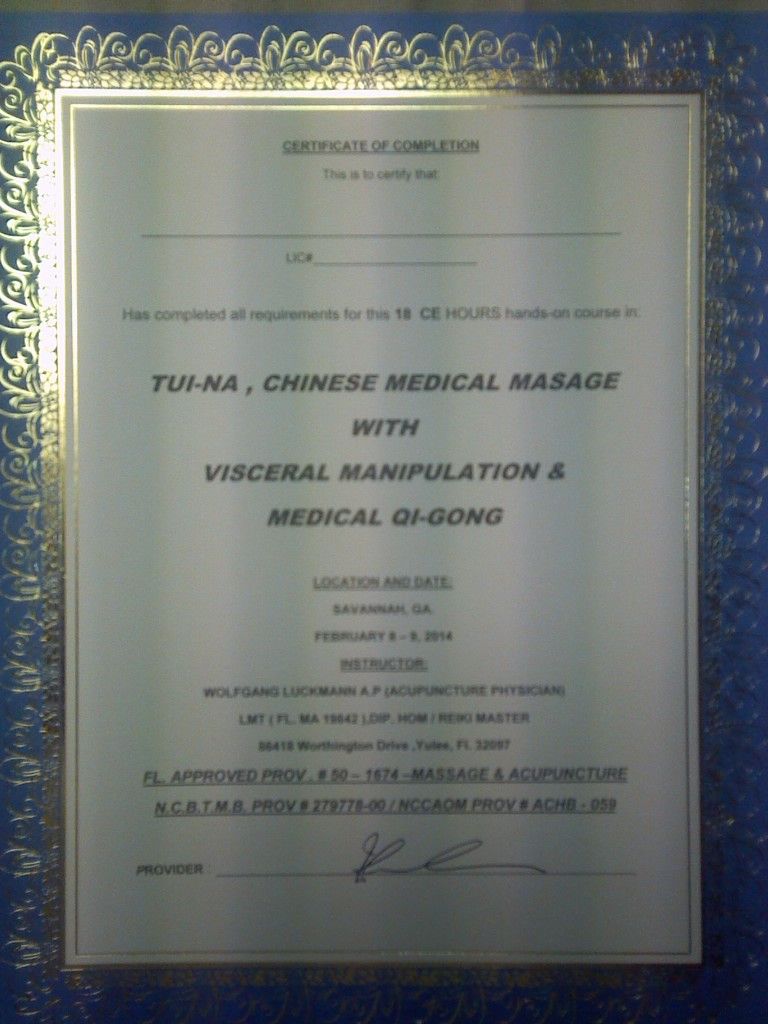 Tui-Na Certification