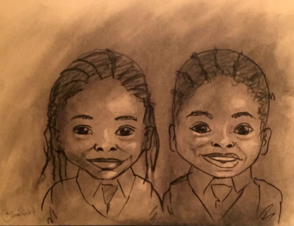 The cutest twins I've ever done a caricature for!