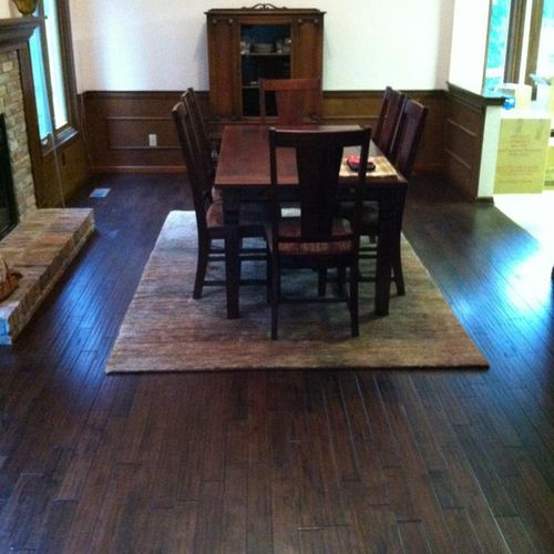 Custom hardwood dining room floor.