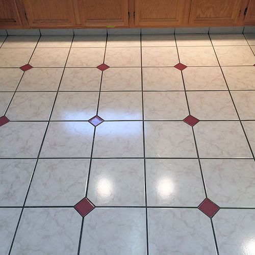 Porcelain tile floor, before cleaning & sealing