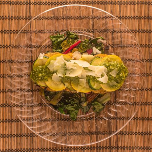 Braised Rainbow Chard with Grilled Squash, Pesto a
