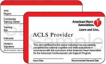 Sample ACLS card you will receive after taking our