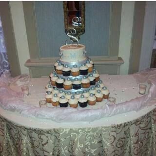 Custom Designed Diamond and Pearl Cupcake Cake