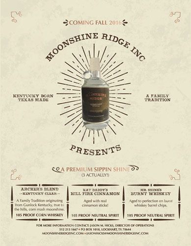 Flyer created for a moonshine distillery out of Lo