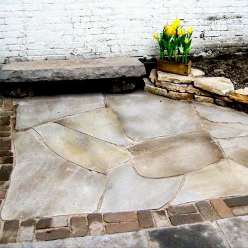 Eclectic stone patio
