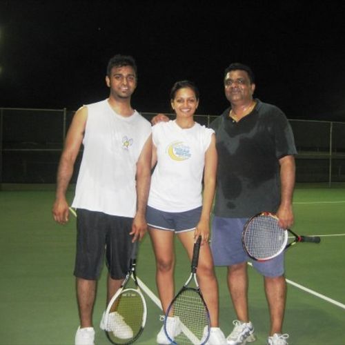 Tennis workout with my sister and father