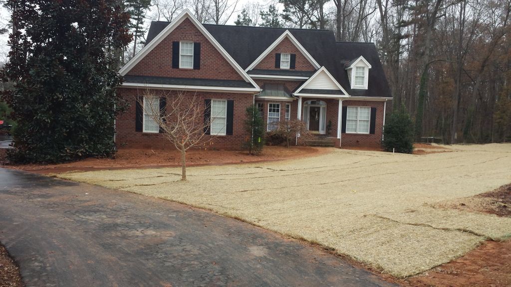 we put down seed matting and stakes here