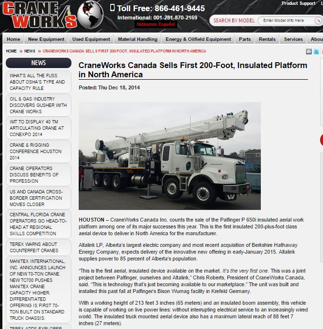 News release;
CraneWorks Inc., Houston, Texas.